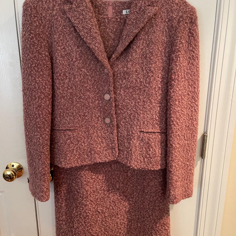 IC Design Pink Wool Sleeveless Dress and Jacket set